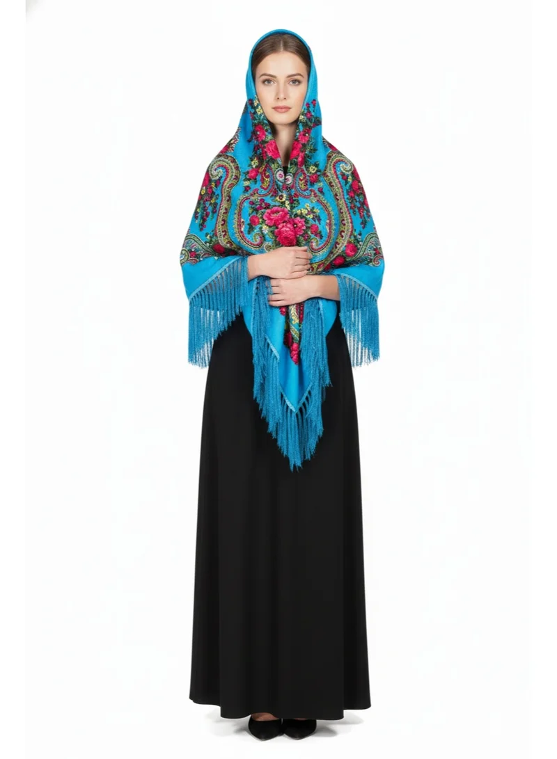 Bidani Turquoise Czarina Floral Shawl